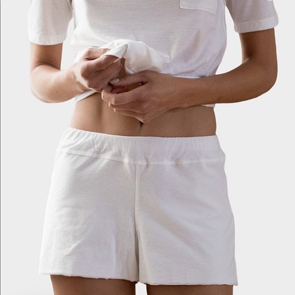 Excellent condition Lunya Cool shorts in Small white, no holes or stains